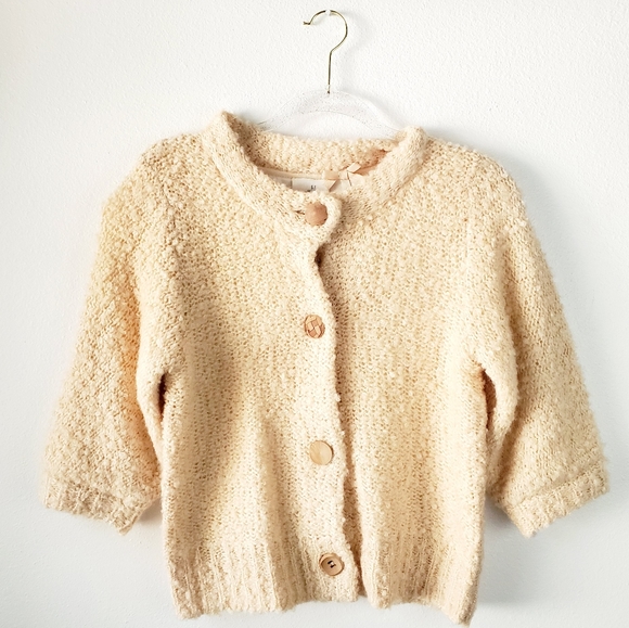 Anthropologie Sweaters - Anthro HWR Knit Tan Cropped Length Cardigan